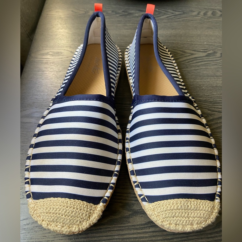 Sea Star Beachcomber Espadrille in Navy/White Microstripes Nautical Size 10